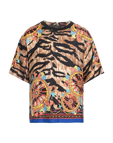 DOLCE&GABBANA Patterned shirt EXCLUSIVE Camel 95% Silk, 5% Cotton