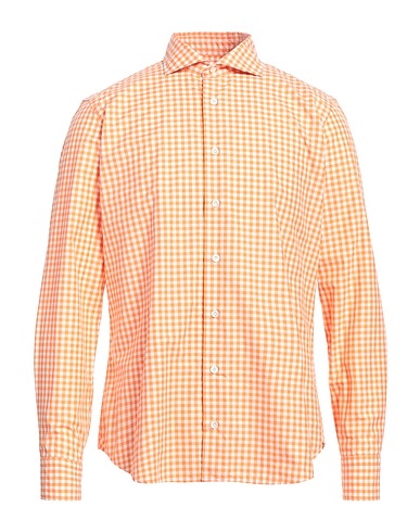 AGHO Kariertes Hemd Orange 100% Baumwolle