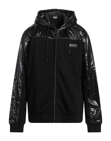 KARL LAGERFELD Hooded track jacket  Black 87% Cotton, 13% Polyester