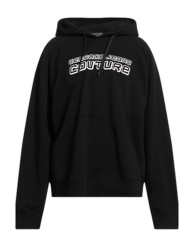 VERSACE JEANS COUTURE Hooded track jacket  Black 100% Cotton