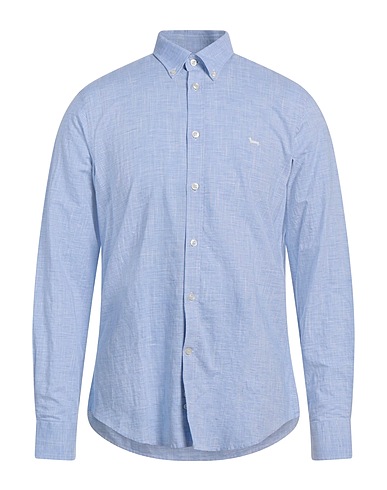 HARMONT & BLAINE Patterned shirt Sky blue 50% Cotton, 50% Linen
