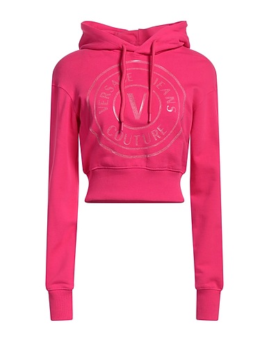 VERSACE JEANS COUTURE Hooded track jacket  Fuchsia 100% Cotton, Elastane