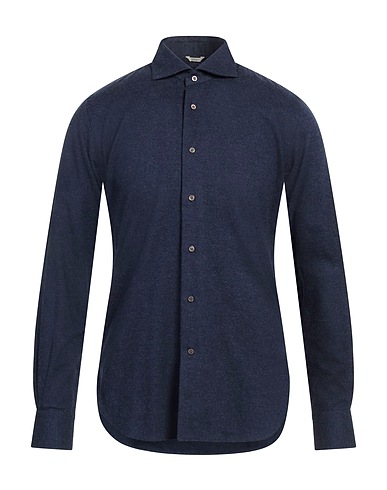 DEL SIENA Solid color shirt Navy 95% Cotton, 5% Cashmere