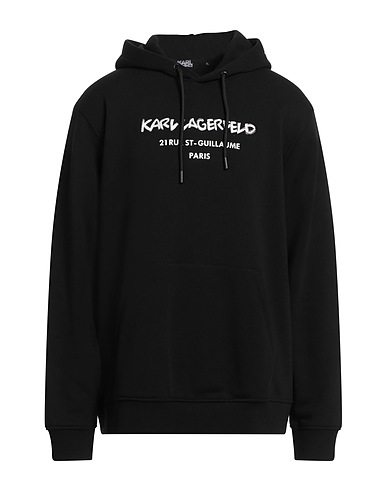 KARL LAGERFELD Hooded track jacket  Black 87% Cotton, 13% Polyester