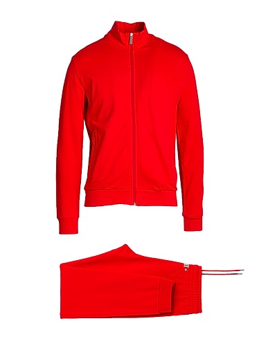 BIKKEMBERGS Tracksuit Red 95% Cotton, 5% Elastane