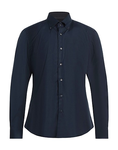 FAY Solid colour shirt Midnight blue 96% Cotton, 4% Elastane