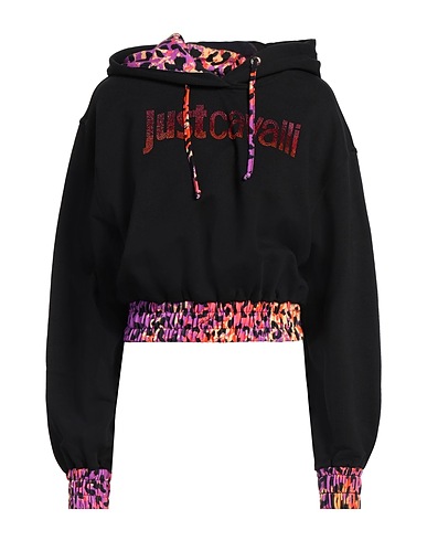 JUST CAVALLI Hooded track jacket  Black 95% Cotton, 5% Elastane