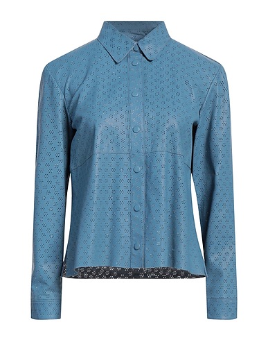 BULLY Solid color shirts & blouses Slate blue Leather