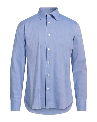 AGHO Einfarbiges Hemd Blau 100% Baumwolle