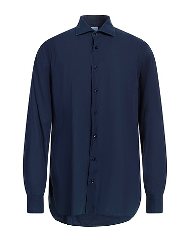 AGHO Solid colour shirt Navy blue 100% Cotton