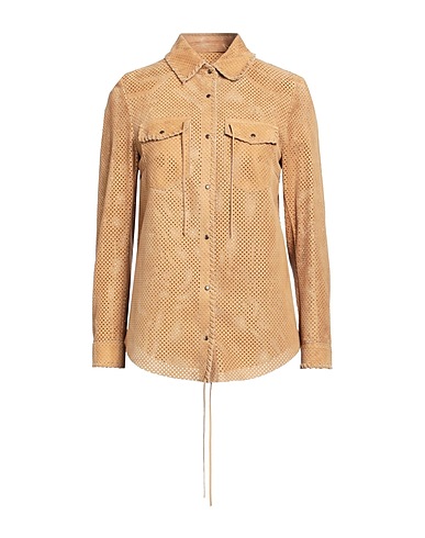 SALVATORE SANTORO Solid color shirts & blouses Camel Ovine leather