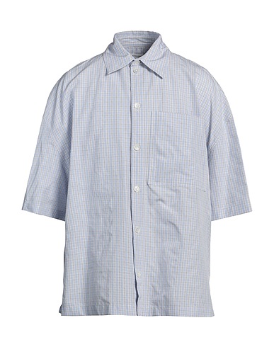 BOTTEGA VENETA Checked shirt Sky blue 100% Cotton, Polyester