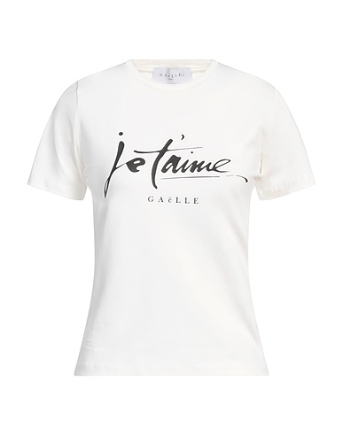 GAëLLE Paris T-shirt Off white 90% Cotton, 10% Elastane