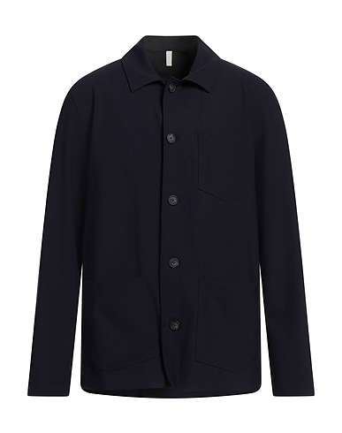 ALTEA Solid colour shirt Midnight blue 95% Virgin Wool, 5% Silk