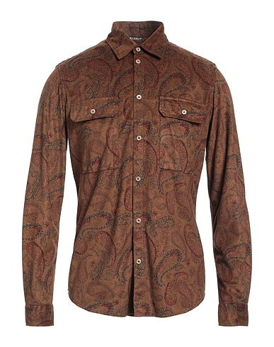 DANIELE ALESSANDRINI Patterned shirt Brown 100% Polyester