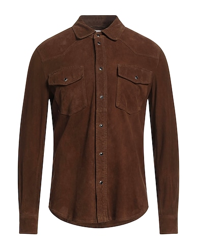 SWORD 6.6.44 Solid colour shirt Brown Leather