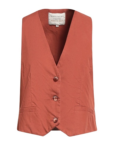 ALESSIA SANTI Waistcoat Brown 52% Linen, 46% Cotton, 2% Elastane