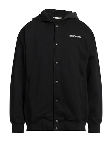 HINNOMINATE Hooded track jacket  Black 90% Cotton, 10% Polyester, Elastane