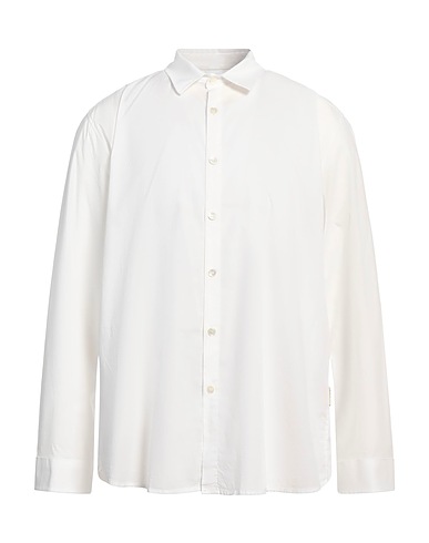 CROSSLEY Solid color shirt White 98% Cotton, 2% Elastane