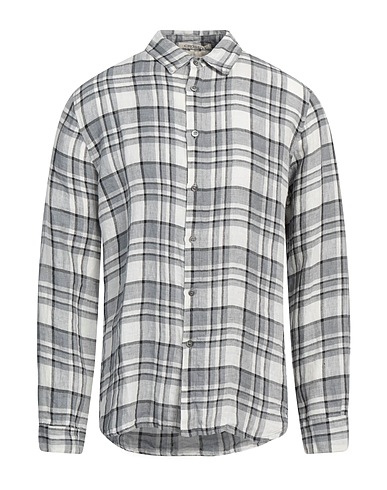 CROSSLEY チェック柄シャツ グレー リネン 100%