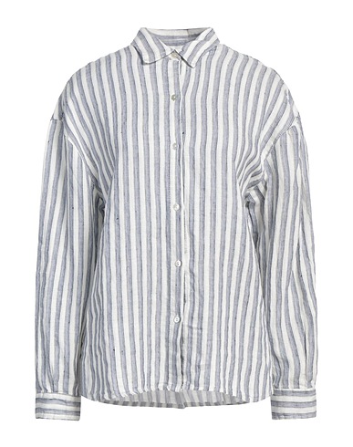 CROSSLEY ストライプ柄シャツ ライトブルー リネン 100%