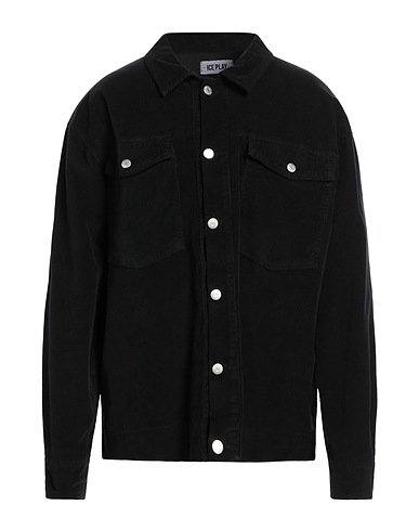 ICE PLAY Solid colour shirt Black 98% Cotton, 2% Elastane