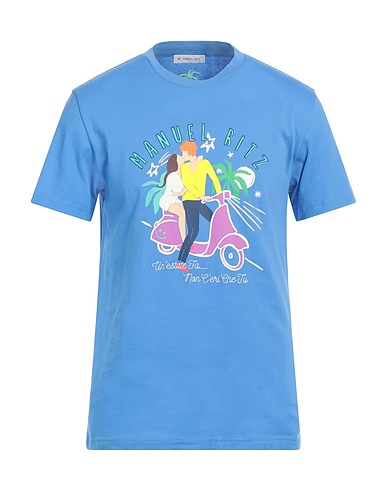 MANUEL RITZ T-shirt Azzurro 100% Cotone