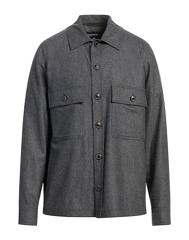 JACOB COHЁN Solid colour shirt Grey 99% Virgin Wool, 1% Elastane