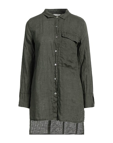 CROSSLEY Linen shirt Dark green 100% Linen