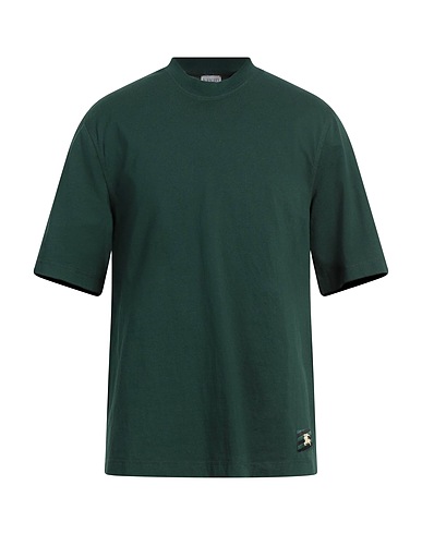 BURBERRY Basic T-shirt Green 100% Cotton, Elastane