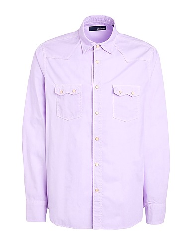 LARDINI Solid color shirt Lilac 100% Cotton