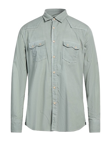 LARDINI Solid color shirt Sage green 100% Cotton