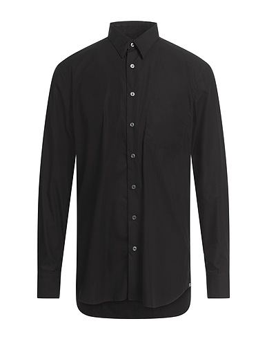 LARDINI Solid colour shirt Black 100% Cotton
