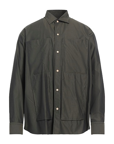 LARDINI Solid colour shirt Military green 100% Cotton