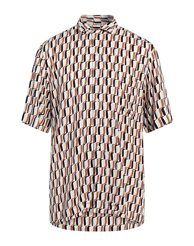 LARDINI Patterned shirt Brown 100% Viscose