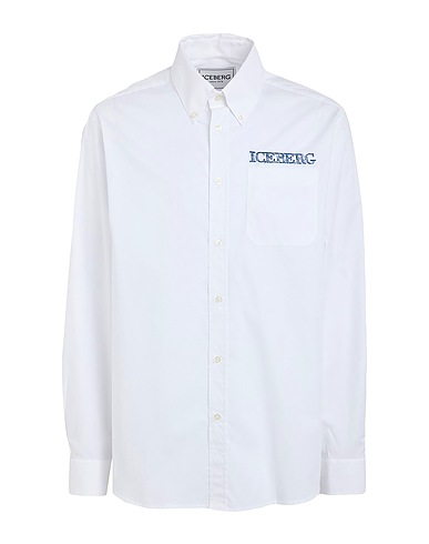 ICEBERG Shirts White 98% Cotton, 2% Elastane, Polyester