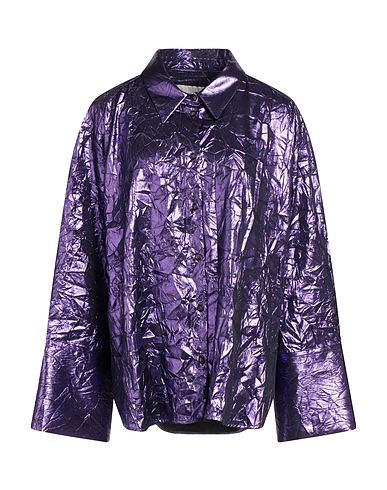 THE M.. Solid color shirts & blouses Purple 81% Polyester, 19% Metallic Polyester