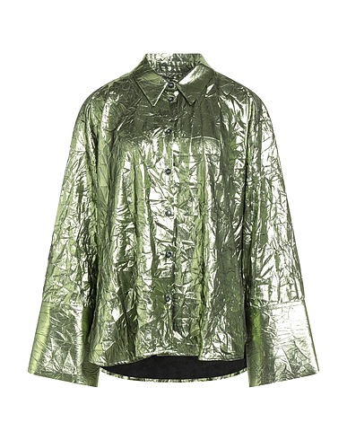 THE M.. Camicie e bluse tinta unita Verde 81% Poliestere, 19% Poliestere metallizzato
