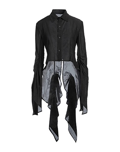 YOHJI YAMAMOTO Solid color shirts & blouses Black 70% Cotton, 30% Silk