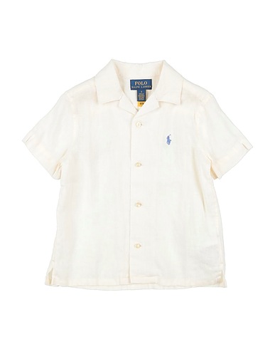 POLO RALPH LAUREN Camicia tinta unita LINEN CAMP SHIRT
 Avorio 100% Lino