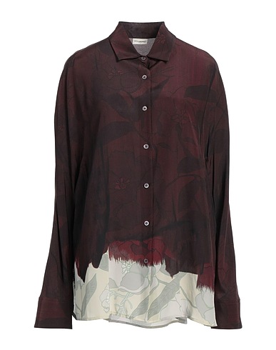 DRIES VAN NOTEN Camicie e bluse a fiori Cioccolato 100% Seta