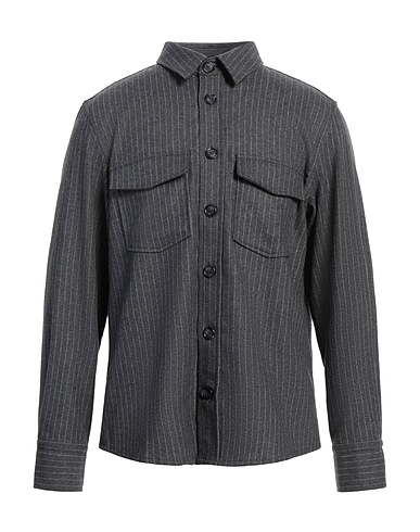 CESAR CASIER Camicia a righe Grigio 55% Lana, 43% Poliestere, 2% Elastan