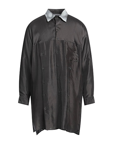 YOHJI YAMAMOTO POUR HOMME Solid colour shirt Lead 100% Silk