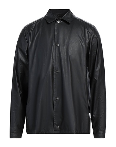 RAINS Camicia tinta unita Nero 50% Poliuretano, 50% Poliestere