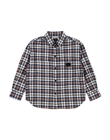 DOLCE&GABBANA Patterned shirt Navy blue 100% Cotton, Polyester, Zamak