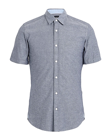 BOSS Solid color shirt Blue 100% Cotton