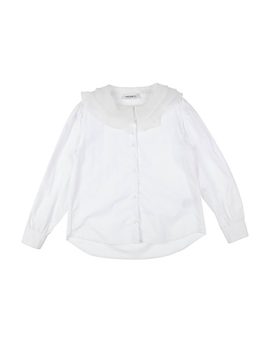 MEIMEIJ Solid color shirts & blouses White 100% Cotton, Polyester