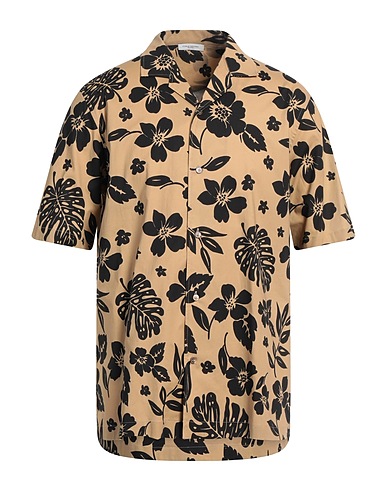 PAOLO PECORA Camicia fantasia Cammello 97% Cotone, 3% Elastan