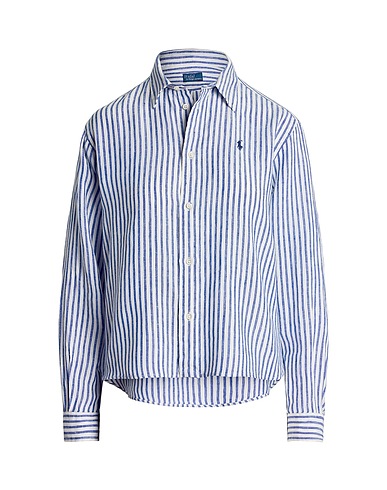 POLO RALPH LAUREN Linen shirt WIDE CROPPED GINGHAM LINEN SHIRT
 Light blue 100% Linen