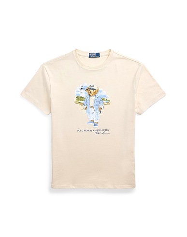 POLO RALPH LAUREN T-Shirt CUSTOM SLIM FIT POLO BEAR JERSEY T-SHIRT
 Cremeweiß 100% Baumwolle